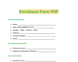Hình ảnh về Enrollment form or documents related to enrollment