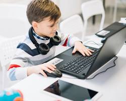 Hình ảnh về Students learning online via laptops or tablets